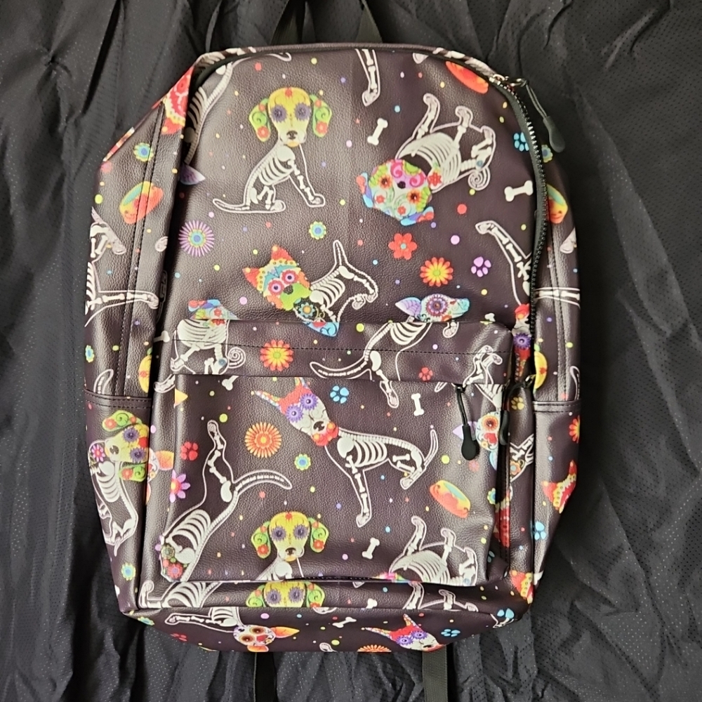 Floral Dog Skeleton Pattern Backpack - image 6